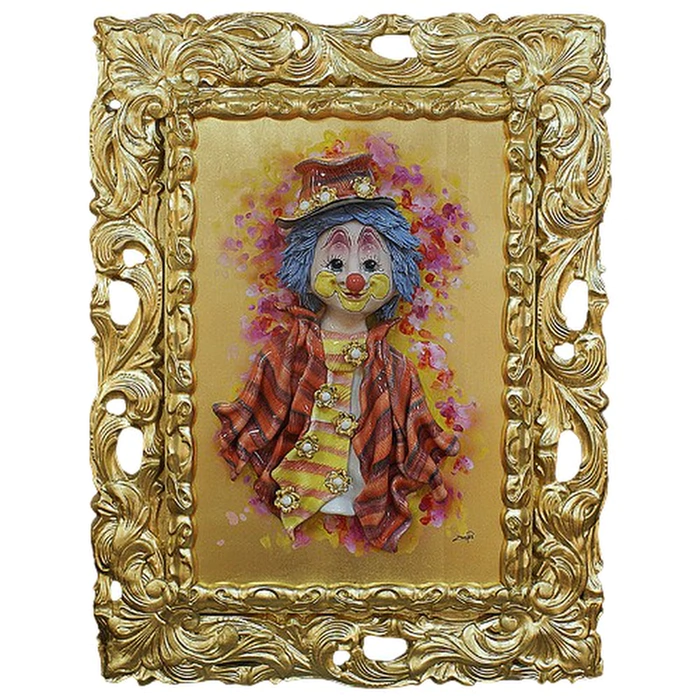 The painting "Clown in a top hat and tie"