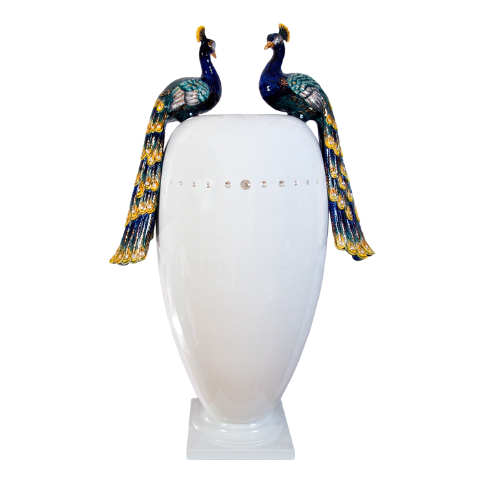 Vase "Two peacocks", on a stand