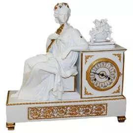 Empire fireplace clock, color: white
