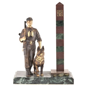 Bronze statuette "Border guard on patrol"