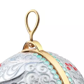 Ювелирный елочный шар "Снегири"