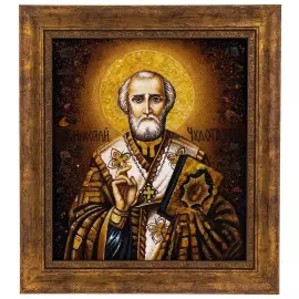 Икона из янтаря "Николай Чудотворец"