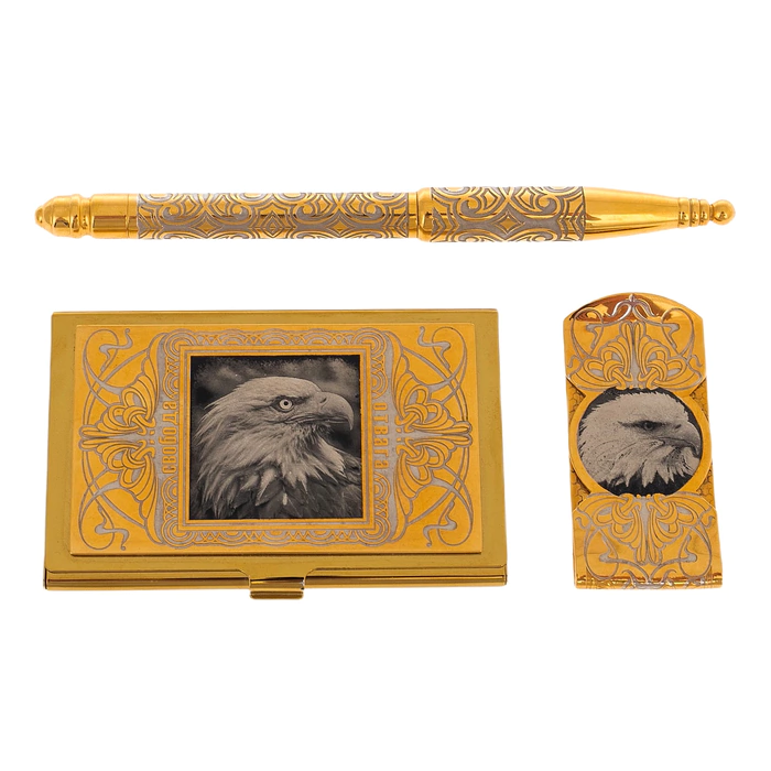 Table set "Leader" with gilding and blackening, Zlatoust