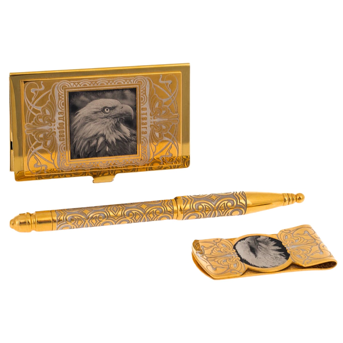 Table set "Leader" with gilding and blackening, Zlatoust