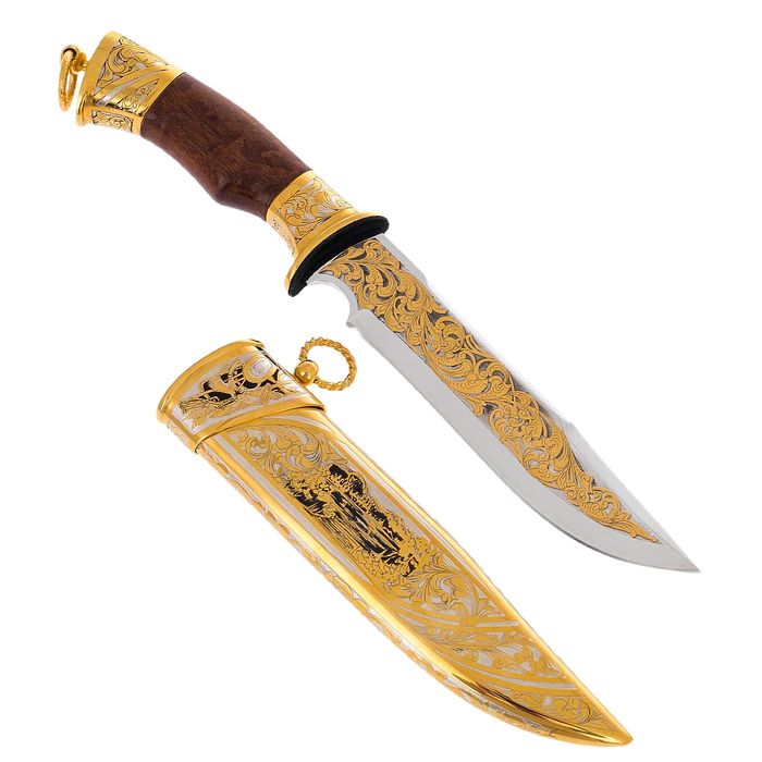 Knife on the stand "Bear and deer" with a wish
