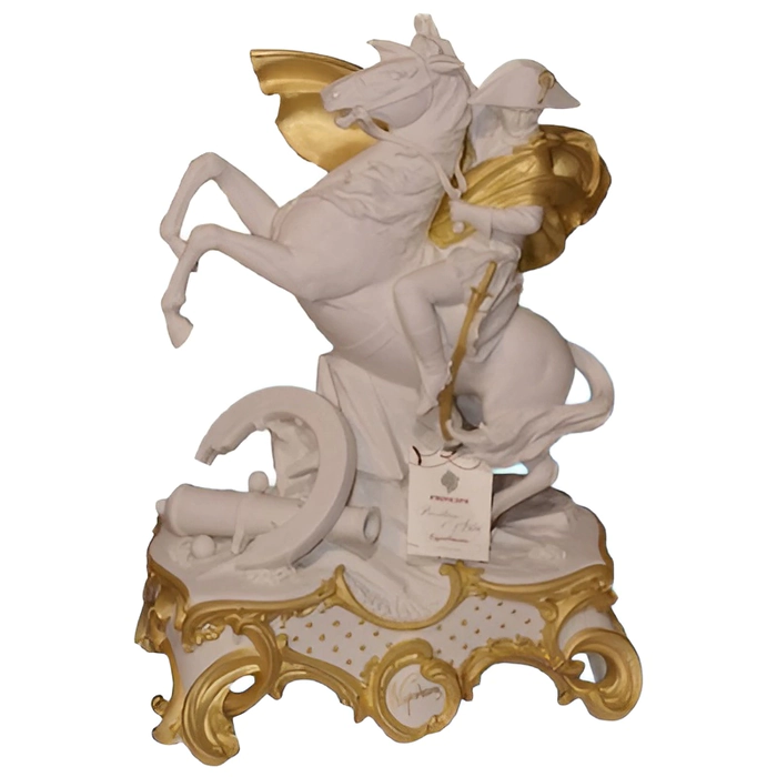The statuette "Napoleon on horseback" is white