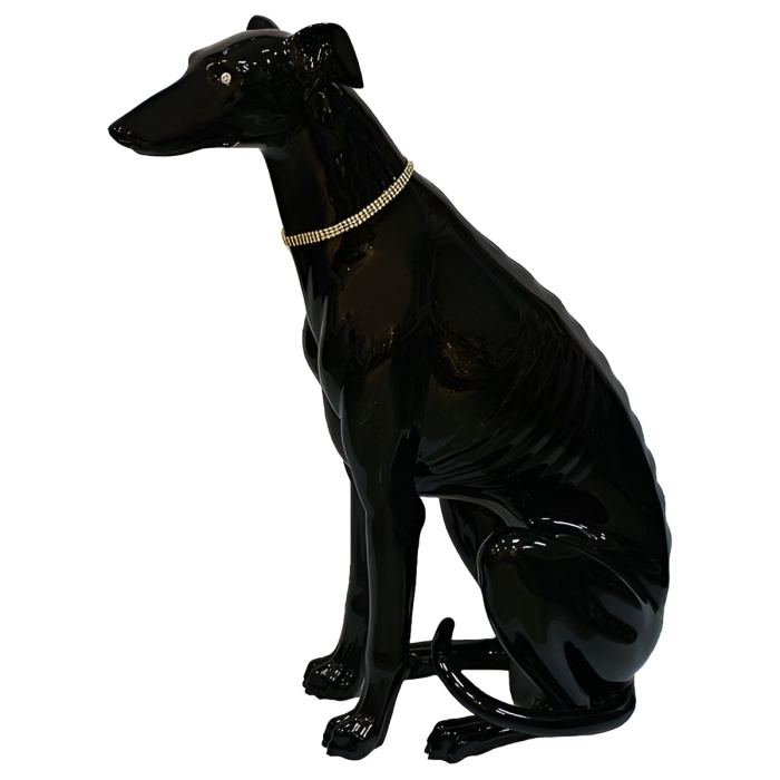 Greyhound statuette, color: black
