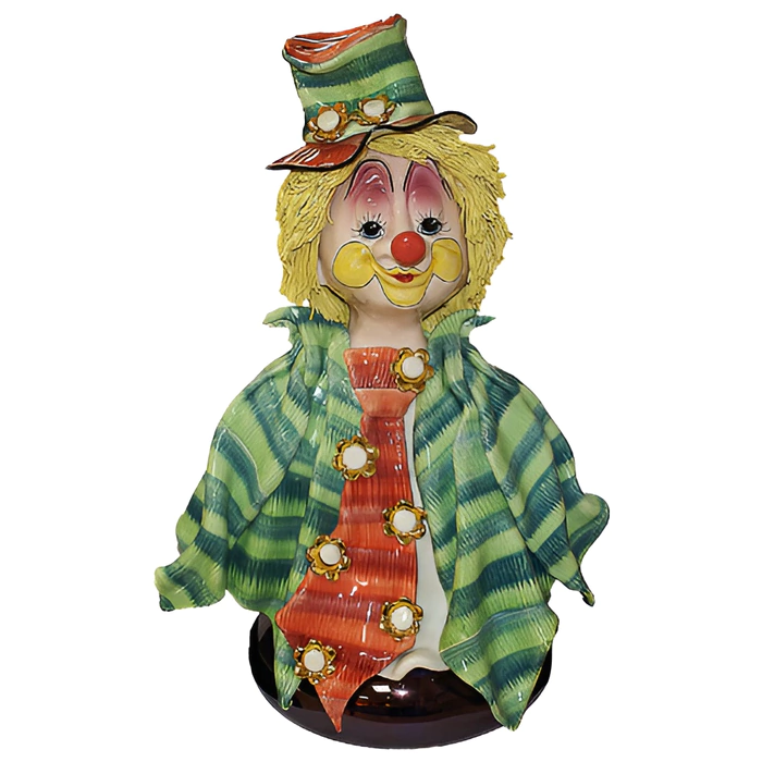 Bust sculpture "Clown in a top hat with a flower"