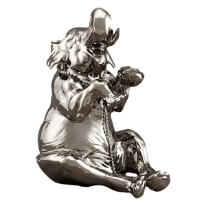 The Sitting Elephant statuette is large, color: platinum