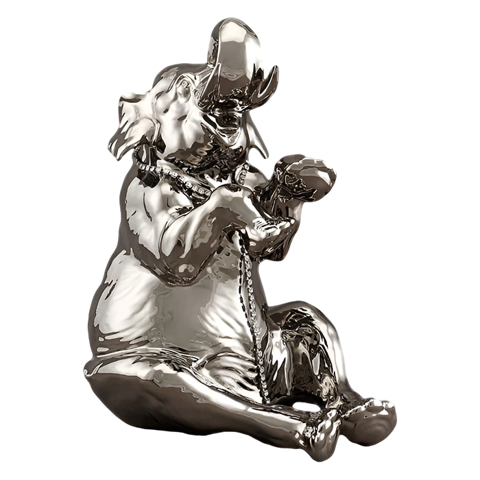 The Sitting Elephant statuette is large, color: platinum