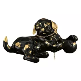 Статуэтка "Лежащая гончая", цвет: чёрный