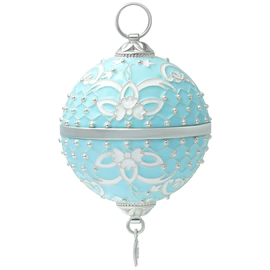 Ювелирный елочный шар "Голубая сетка" с подвеской