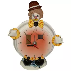 Round clock "Clown in a brown hat"