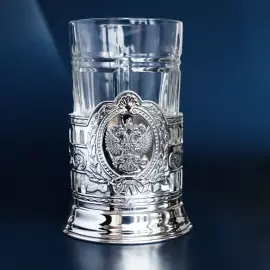 Подстаканник из серебра "Герб России"с чернением