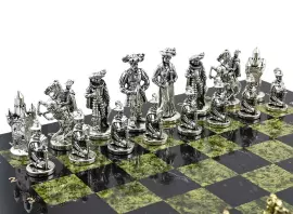 Шахматы из змеевика и долерита "Рококо" большие