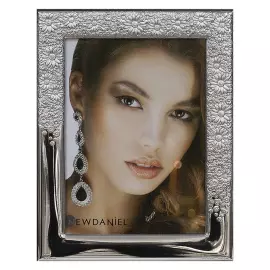 Chrysanthemum photo frame, color - silver, decor - glossy