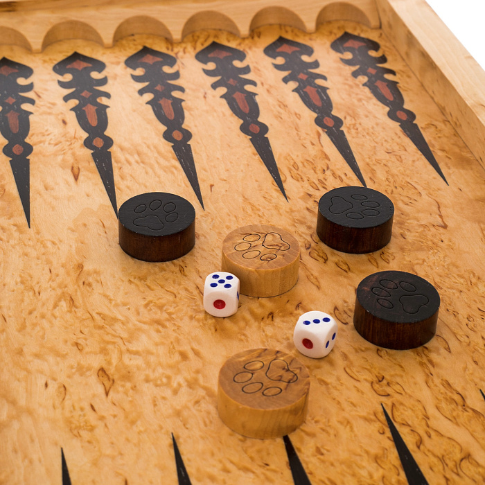 Backgammon from Karelian birch "Tiger" small