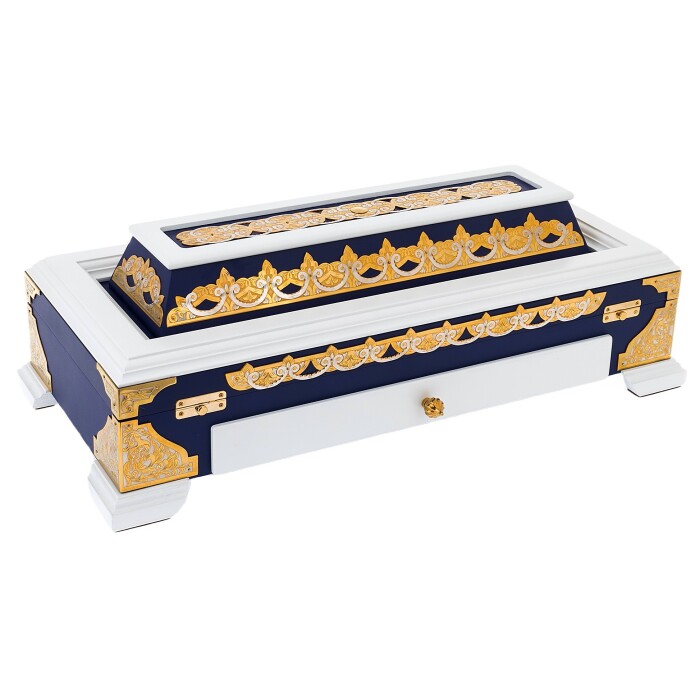 Gift backgammon with agate and lapis lazuli "Sultan" Zlatoust