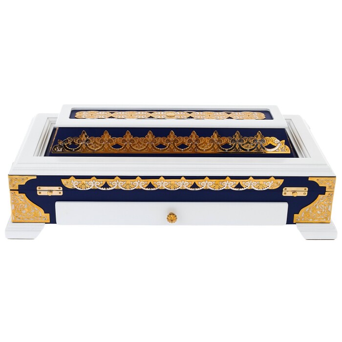 Gift backgammon with agate and lapis lazuli "Sultan" Zlatoust