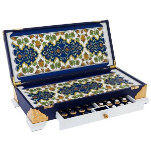 Gift backgammon with agate and lapis lazuli "Sultan" Zlatoust