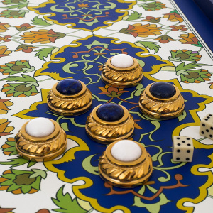Gift backgammon with agate and lapis lazuli "Sultan" Zlatoust