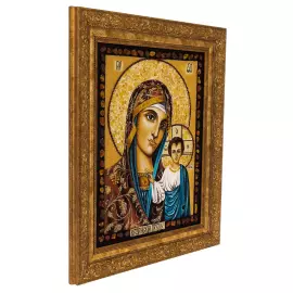 Amber painting "Kazan Icon"