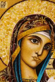 Amber painting "Kazan Icon"