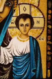 Amber painting "Kazan Icon"