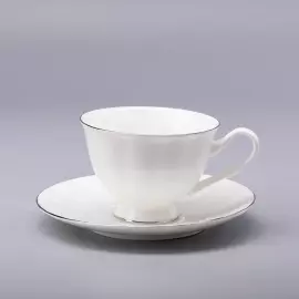 Сервиз чайный "Платиновая лента" формы Нега, 14 предметов, на 6 персон