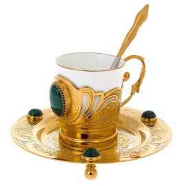 Набор кофейный с малахитом, Златоуст