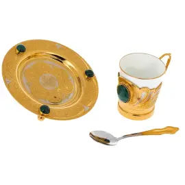 Набор кофейный с малахитом, Златоуст