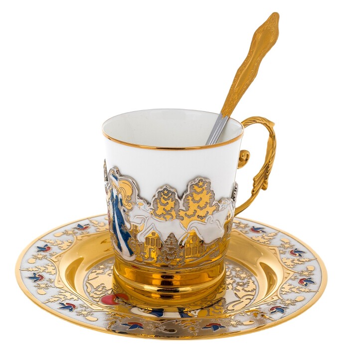 Coffee set "New Year. The Snow Maiden and the house"Zlatoust