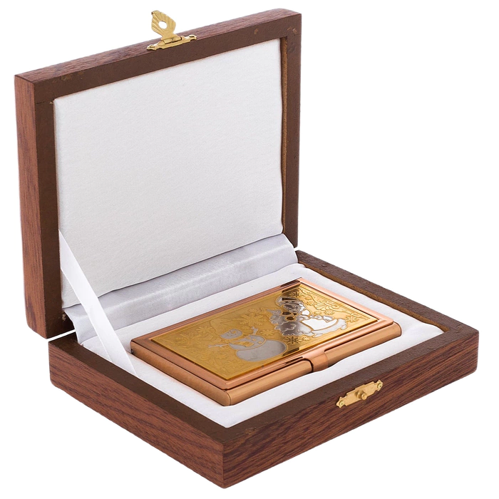 New Year's business card holder "Snowman with Snow Maiden" Zlatoust