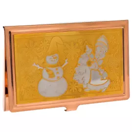New Year's business card holder "Snowman with Snow Maiden" Zlatoust