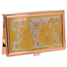 New Year's business card holder "Snow Maiden with a snowman" Zlatoust
