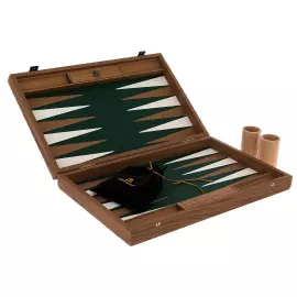 Нарды из шпона и кожи крокодила "Manopoulos" оливковые