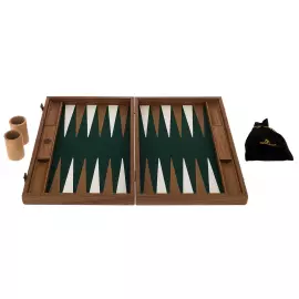 Нарды из шпона и кожи крокодила "Manopoulos" оливковые