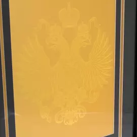 Панно в деревянной раме "Герб" Banconota Dorata