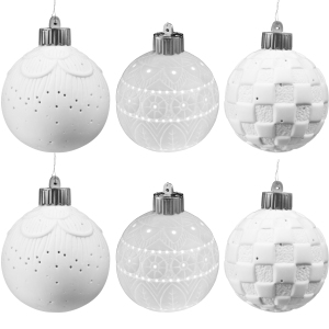 Set of Porcelain Luminous Christmas Balls "White Christmas" 6pcs