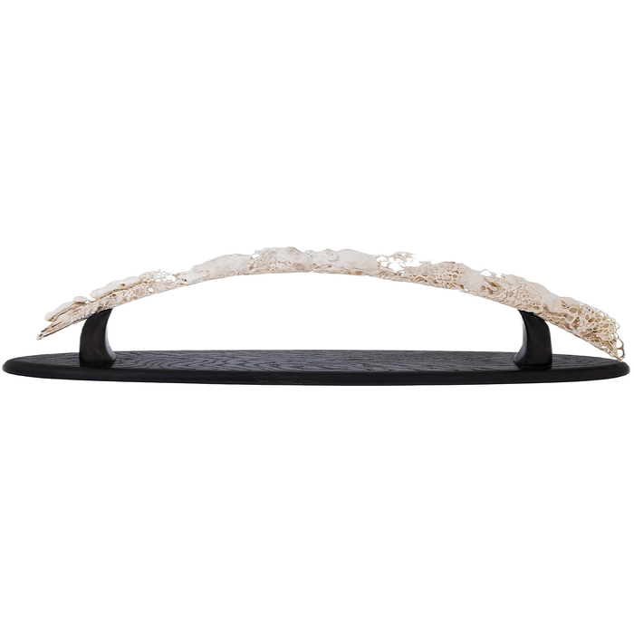 Composition of mammoth tusk and stained oak "Hunting of wolves"