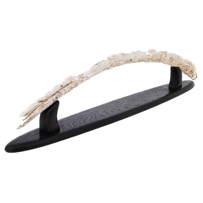 Composition of mammoth tusk and stained oak "Hunting of wolves"