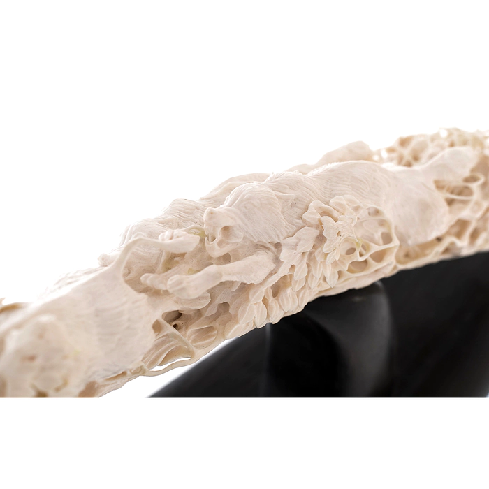 Composition of mammoth tusk and stained oak "Hunting of wolves"
