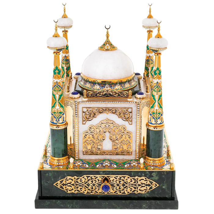 Night light made of jade and lapis lazuli "Mosque-box" Zlatoust