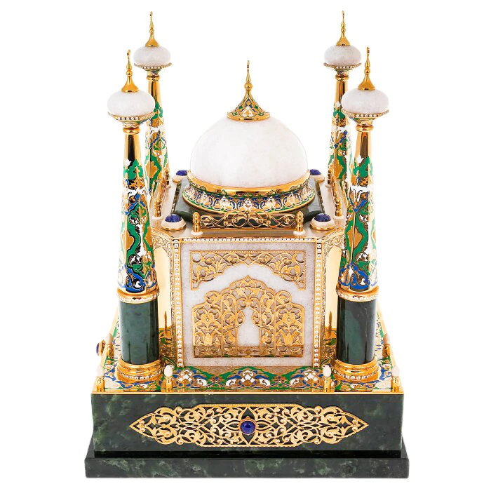 Night light made of jade and lapis lazuli "Mosque-box" Zlatoust
