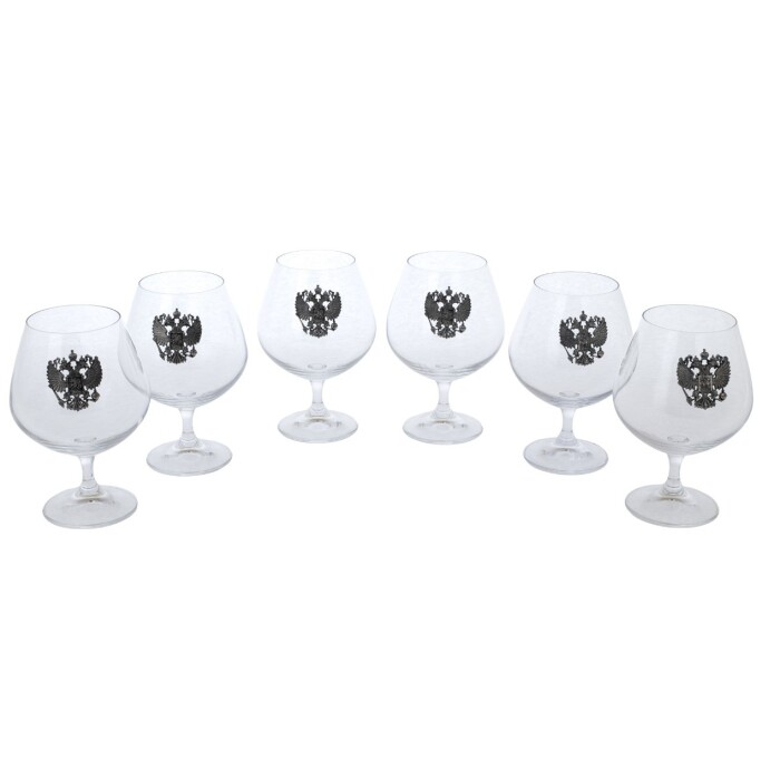 A set of cognac glasses "Coat of Arms of the Russian Federation" for 6 people