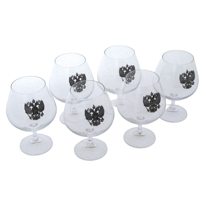 A set of cognac glasses "Coat of Arms of the Russian Federation" for 6 people