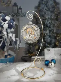 Набор подарочный с шарами и иконой "Казанская Богоматерь" из серебра, 2 шара