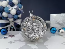 Набор подарочный с шарами и иконой "Божья Матерь Владимирская" из серебра, 4 шара