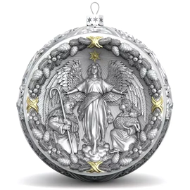 Gift set with balls and the icon "Mother of God of Vladimir" made of silver, 4 balls