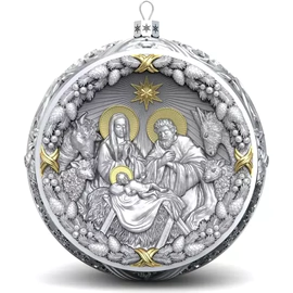 Gift set with balls and the icon "Mother of God of Vladimir" made of silver, 4 balls